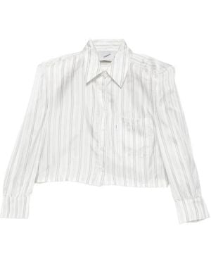 Coperni Power Striped Cropped Shirt - White