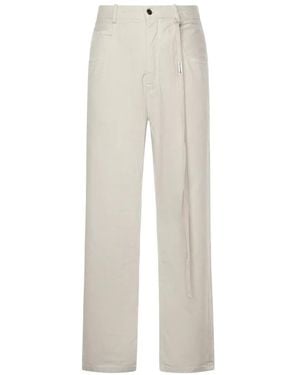 Ann Demeulemeester Tie-Detail Cotton Trousers - White