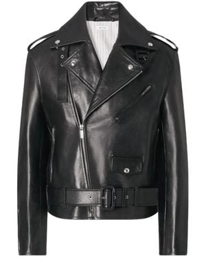 Thom Browne Belted Leather Biker Jacket - Black