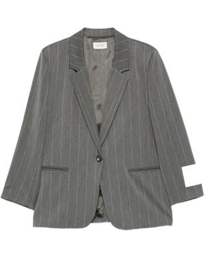 ViCOLO Pinstripe-Pattern Single-Breasted Blazer - Grey