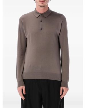 John Smedley Bradwell Long-Sleeve Polo Shirt - Grey