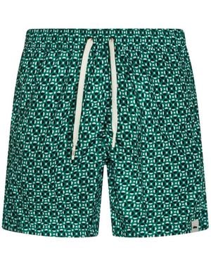 Altea Geometric-Print Drawstring Swim Shorts - Green