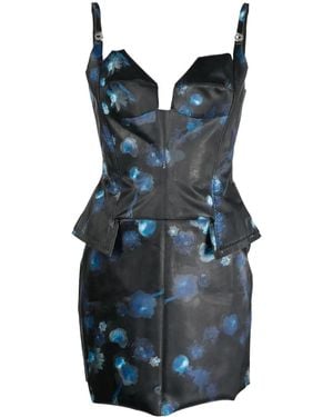 Coperni Holographic Floral-Print Minidress - Blue
