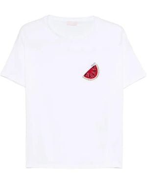 Liu Jo Crew-Neck Embroidered T-Shirt - White