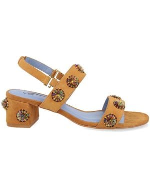 Blue Bird Shoes Suede Ankle-Strap Block-Heel Sandals - Brown