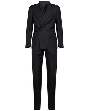 Tagliatore Double-Breasted Virgin-Wool Suit - Black