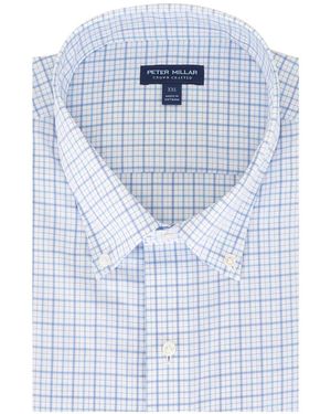 Peter Millar Checked Pointed-Collar Shirt - Blue