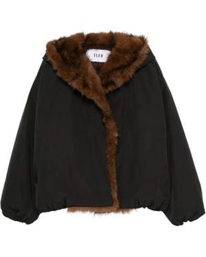 ELEH Faux-Fur Trim Hooded Jacket - Black