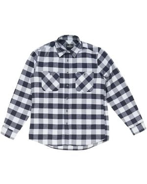 HTC Check-Pattern Logo-Print Shirt - Blue