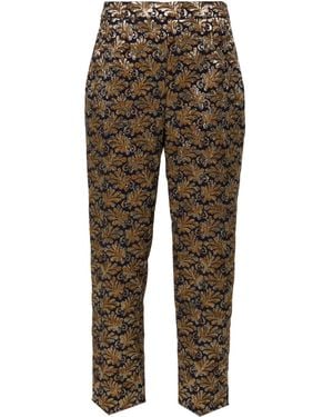Prada Patterned-Jacquard Cropped Trousers - Metallic