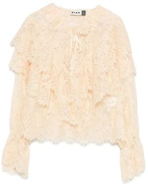RIXO London Ruffled Lace Blouse - Natural