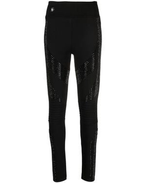 Philipp Plein Rhinestone-Embellished High-Waisted Leggings - Black