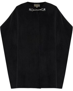MICHAEL Michael Kors Chain-Trimmed Wool Cape - Black