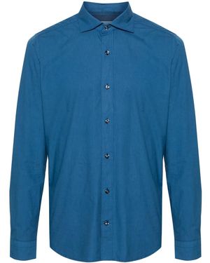 Tintoria Mattei 954 Hemd Mit Eton-Kragen - Blau