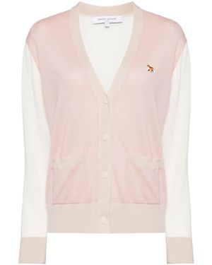 Maison Kitsuné Embroidered Logo Cardigans - Pink
