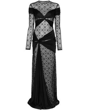 Marine Serre Draped Jersey Maxi Dress - Black