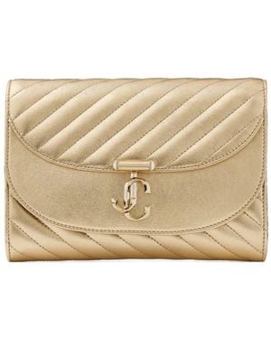 Jimmy Choo Quilted Metallic-Leather Clutch Bag - Natural