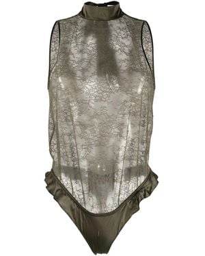 Maison Close Body Con Encaje Y Cierre Con Lazo En La Parte Trasera - Gris