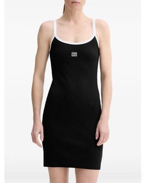 Gestuz Embroidered Ribbed Mini Dress - Black