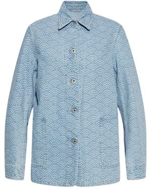 KENZO Graphic-Print Denim Jacket - Blue