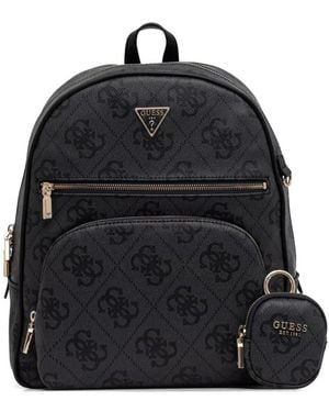 Guess Power Play Logo-Print Detachable-Pouch Backpack - Black