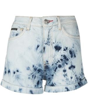 Philipp Plein Bleached Hot Trousers - Blue