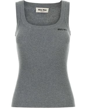 Miu Miu Débardeur Côtelé - Gris