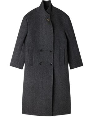 Sandro Herringbone-Pattern Wool Coat - Black