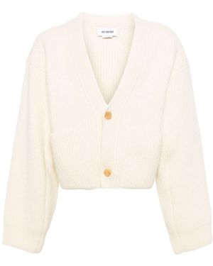 Hed Mayner Ribbed V-neck Cardigan - Natural