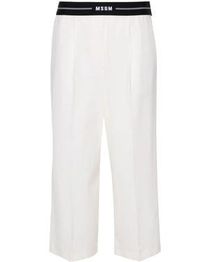 MSGM ロゴウエスト クロップドパンツ - ホワイト