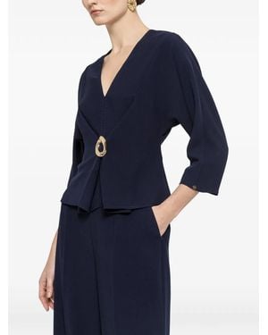 Nissa V-Neck Blouse - Blue