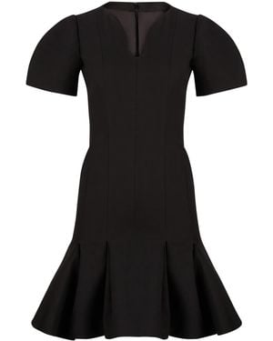 Nina Ricci Peplum-Hem Wool Dress - Black
