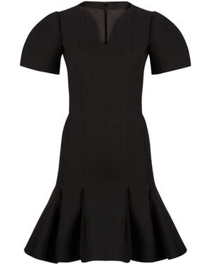 Nina Ricci Peplum-Hem Wool Dress - Black