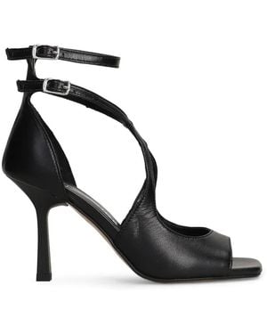 GISÉL MOIRÉ Kelly Double-Strap Sandals - Black