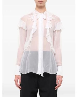 Givenchy Ruffled Silk-Chiffon Blouse - White