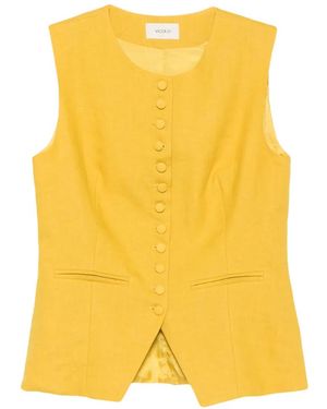ViCOLO Button-Up Sleeveless Vest - Yellow