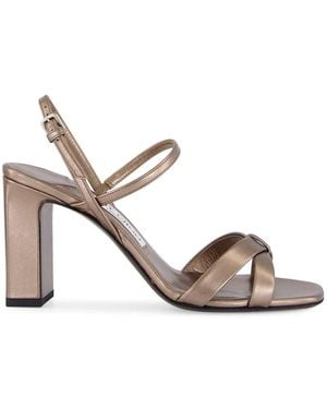 Jimmy Choo Elsy 85 Metallic-Finish Sandals - Brown