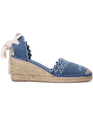 KARL LAGERFELD Kamini Cut-Out Denim Espadrilles - Blue