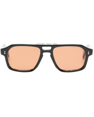 Cutler and Gross Tortoiseshell-Effect Rectangle-Frame Sunglasses - Black