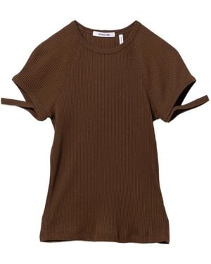 Helmut Lang ラグランスリーブ クロップド Tシャツ - ブラウン