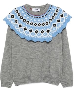 MSGM Scalloped-Collar Sweater - Gray