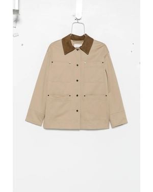 JOSEPH Suede-Collar Utility Jacket - Natural