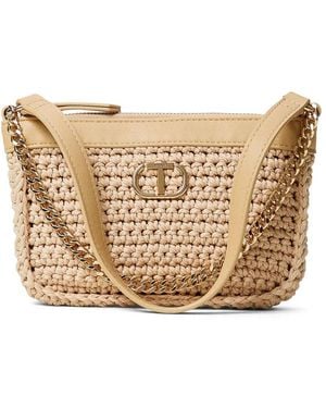 Twinset Sac Porté Épaule En Raphia À Logo - Natural