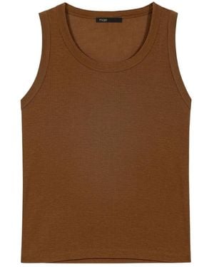 Maje Ribbed-Knit Tank Top - Brown