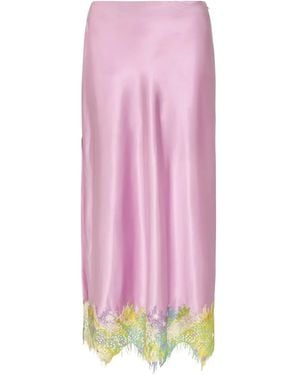 Donde Esteban Lila Salpicón Lace-Detail Midi Skirt - Pink