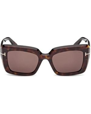 Tom Ford Square-Frame Logo-Detail Sunglasses - Brown
