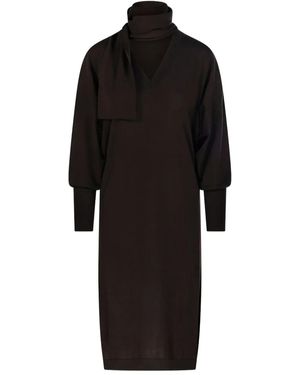 Nude Vestido Con Cuello En V - Negro