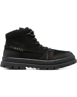 Bugatti Nubuck Panelled Lace-Up Ankle Boots - Black