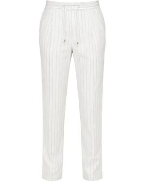 Brunello Cucinelli Pinstriped Pleated Trousers - White