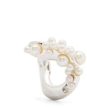 Beatriz Palacios Medium Wave Ear Cuff - White